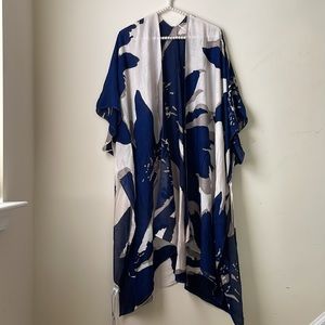 Modena 100% Viscose One size Blue Cream Cover Up with arm hole | NWT